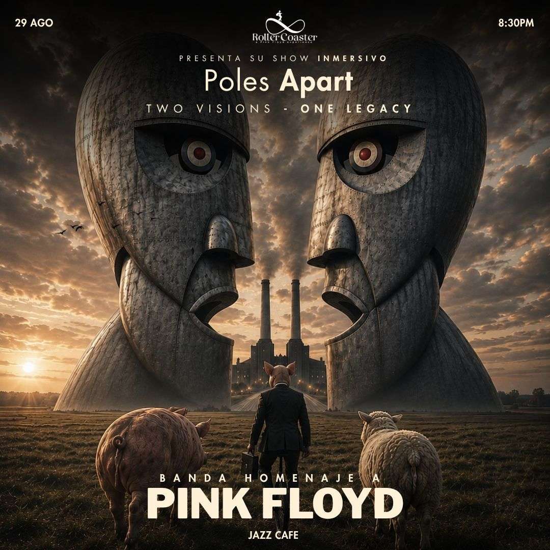 Afiche del show Show inmersivo homenaje a Pink Floyd: POLES APART | Two visions. One legacy