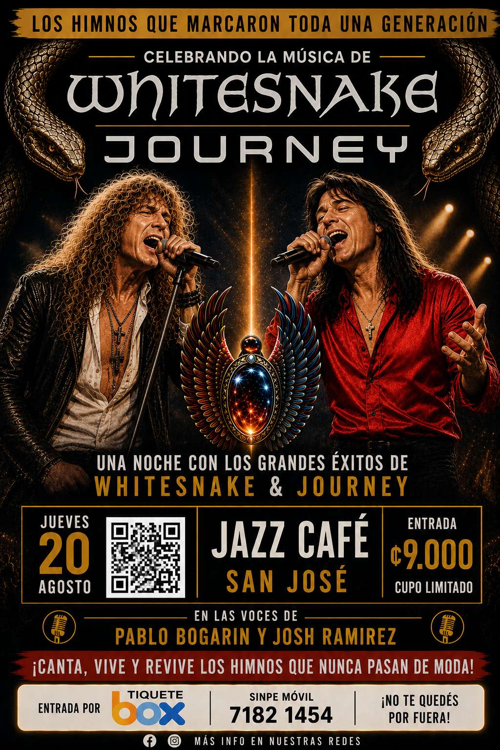 Afiche del show Celebrando la música de Journey y Whitesnake 